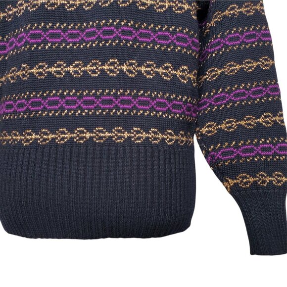 Meister Vintage Wool Blend Sweater Size Small Embroidered Floral Metallic - Picture 5 of 12